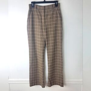 Paris Atelier & other stories Womens Plaid Pants Size 6 Slit Flare Leg Retro